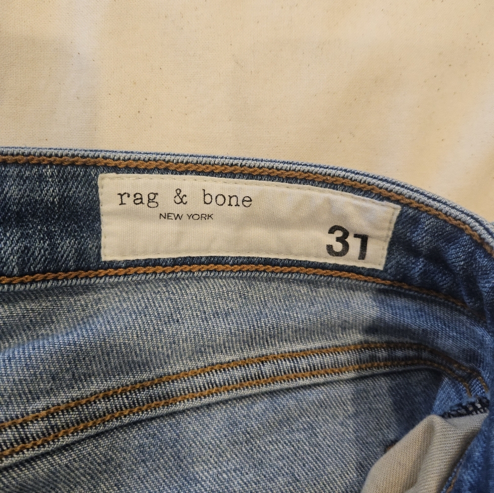 Rag & Bone Cate Mid Rise Ankle Skinny Jeans Blue Distressed Zip Women's Size 31 - Picture 4 of 10